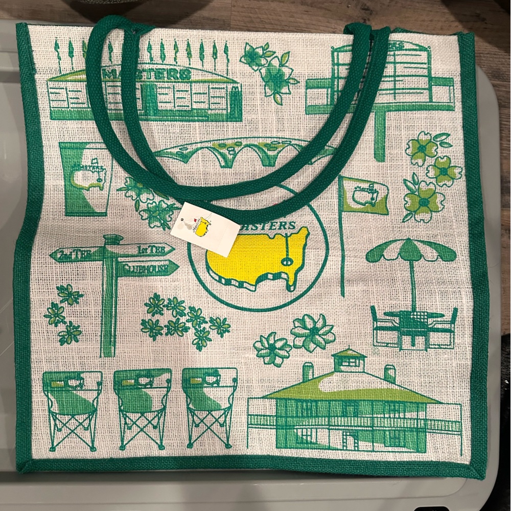 Green and White Tote Bag